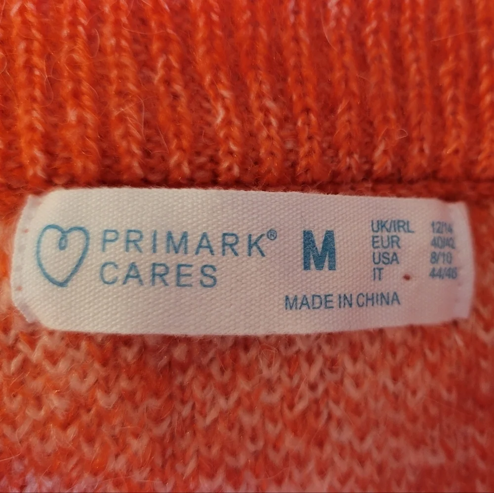 2/$18Primark A-Line Pencil Mini Knee Length Skirt Wool Knit Orange Houndstooth M